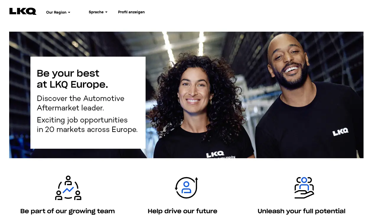 Preview of LKQ Europe career site
